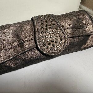 Elegant Metallic Clutch with Studded Detail